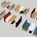 Colorful Modern Booth Sofas With Matching Tables For Restaurant Interior Design 3d model