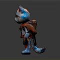 Feline Warrior Cat In Orange Armor With Intricate Costume And Detailed Design Elements
