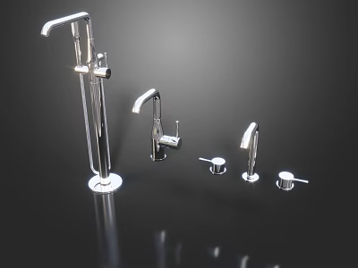Modern Stainless Steel Faucets With Various Styles For Kitchen And Bathroom 3d model