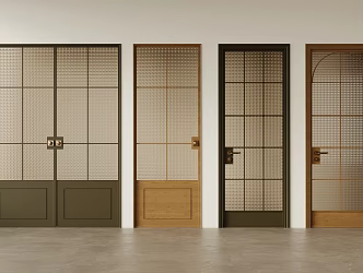 Antique single-door double-door glass door 3d model