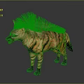 Realistic Striped Hyena With Spiky Mane Standing On Gray Background 3d model