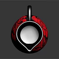 Sleek Black Electric Kettle Featuring Red Floral Pattern for Home Daily Use