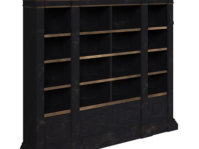 Black Wooden Cabinet with Multiple Shelves and Drawers Classic Design for Living Room 3d model