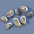 Fresh Opened Oysters as Delicious Seafood on Blue Background