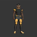Football Player In Black And Yellow Uniform With Helmet Knee Pads Standing Against Gray Background