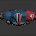 Muscular American Football Player In Blue Red White Star Armor With Helmet