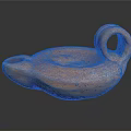 Terracotta Sculpture Ancient Style Oil Lamp With Loop Handle And Rustic Design 3d model