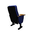 Blue Theater Chair With Wooden Armrest Table And Black Legs
