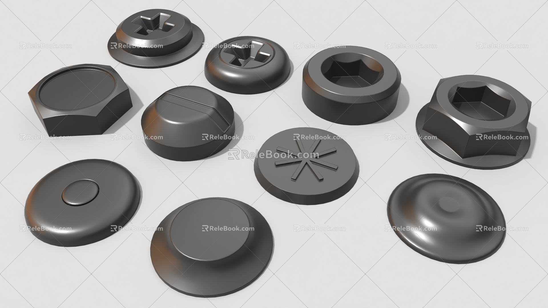 screw nut nut cylindrical hard surface part 3d model