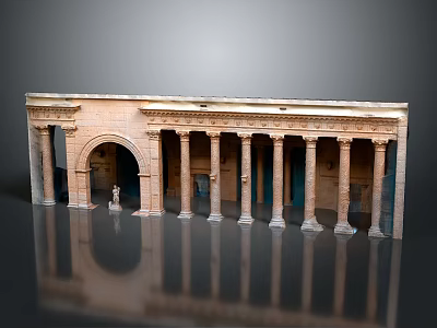 Ancient Architecture Featuring Stone Columns Arched Doorway And Classical Design Elements 3d model