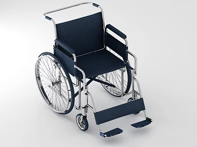 Ergonomic Medical Wheelchair With Chrome Frame Dark Upholstery And Adjustable Footrests 3d model