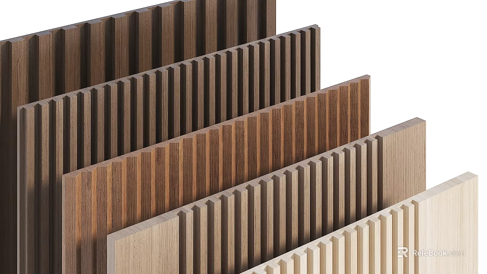 Modern Wooden Wall Panels With Various Colors And Striped Design For Interior Decoration 3d model 