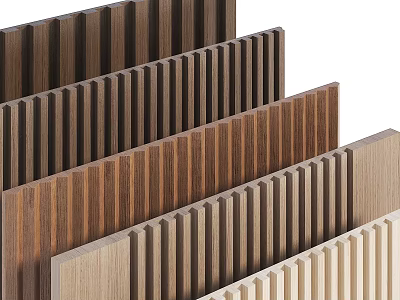 Modern Wooden Wall Panels With Various Colors And Striped Design For Interior Decoration 3d model