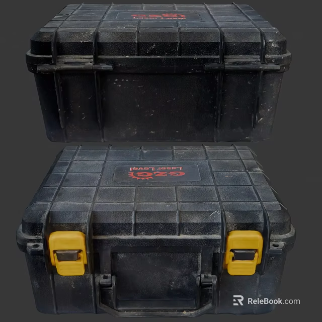 Hardware Tools Black Toolboxes with Yellow Latches Red Logo and Durable Heavy Duty Design 3d model 