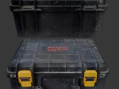 Hardware Tools Black Toolboxes with Yellow Latches Red Logo and Durable Heavy Duty Design 3d model