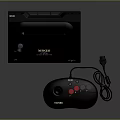 Black NEOGEO Gaming Console with Joystick Controller Red Grey Buttons and Cable 3d model