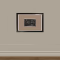 Abstract Painting Black Framed With Beige Mat On Neutral Wall Artwork