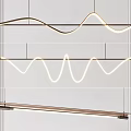 Modern Wave Shaped Chandelier Design With Curved LED Light And Illuminated Metal Frame