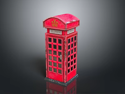 Vintage Red Telephone Booth Model With Classic Design And Glass Windows 3d model
