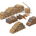 Wood Pile Bonfire Combination 3d model