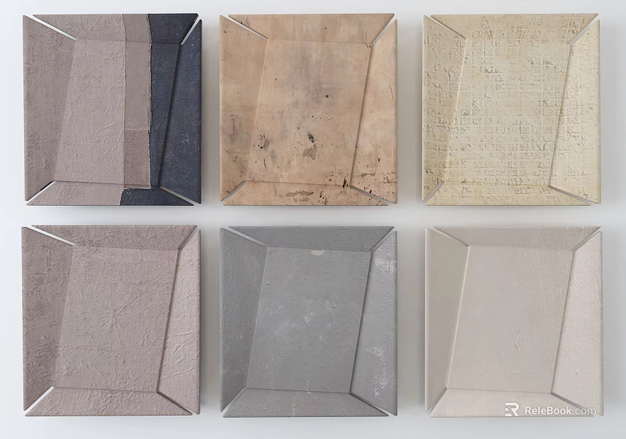 Stylish Decorative Wall Decor With Square Shapes Textured Surfaces And Neutral Tones 3d model 