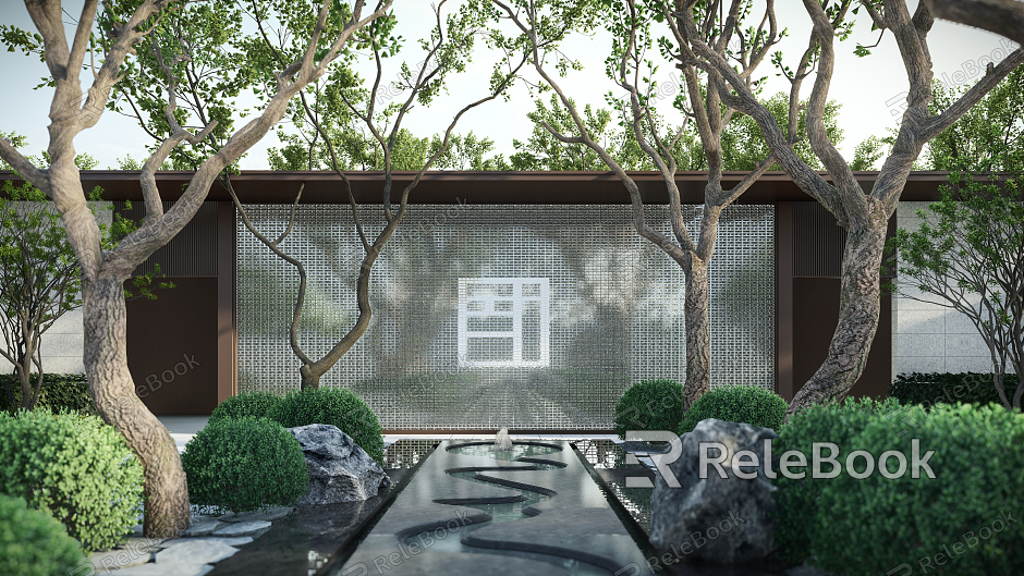 Modern garden landscape sales office landscape wall model