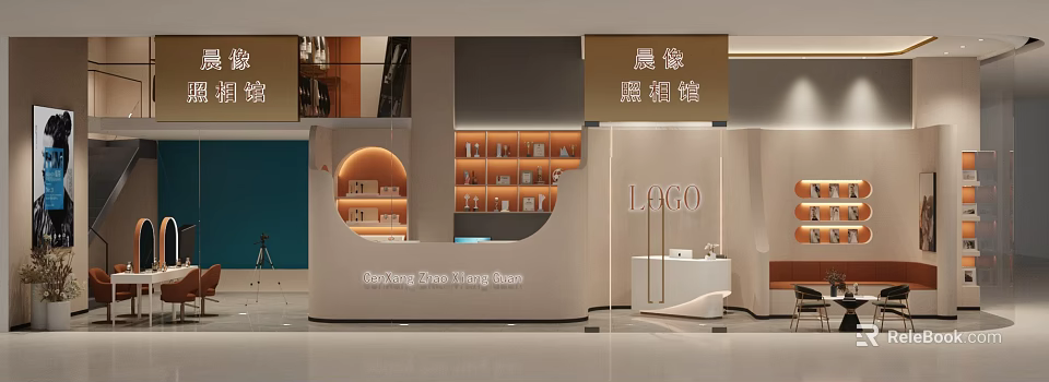 Chen Wu Black Bandage Store Interior With Product Shelves And Logo 3d model 