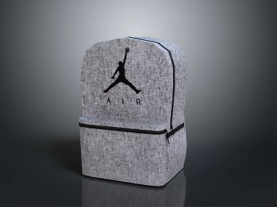 Stylish Gray Backpack Featuring Jumpman Logo And AIR Branding Design 3d model