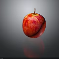 Fresh Ripe Red Apple With Shiny Surface And Stem On Dark Background