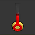 Stylish Over Ear Headphones Featuring Black Headband Red And Yellow Reflective Earcups
