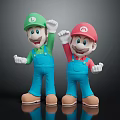 Green And Red Hat Mario Bros Plush Toys Standing And Waving Hands