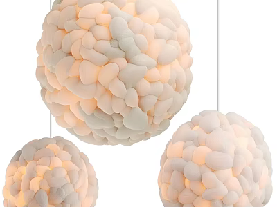 Modern Three Spherical Pendant Lights with Textured Bead Design for Soft Ambient Illumination 3d model