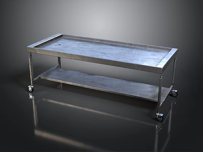 Stainless Steel Mobile Medical Cart With Two Shelves And Wheels 3d model