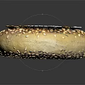 Golden Shiny Seed Covered Bagel with Sesame and Poppy Seeds on Dark Background