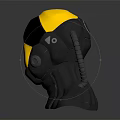 Futuristic Black And Yellow Mechanical Head Model With Sci Fi Design Details