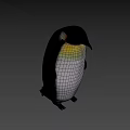 Cute Penguin With Black Head Yellow Neck And Pink Belly On Light Blue Background