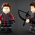 Building Blocks Minifigure Dressed In Red And Black Striped Outfit Holding Black Staff And Bow