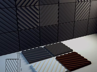 3D Textured Decorative Wall Panels In Black White And Brown Diagonal Patterns 3d model