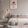 Cozy Kids Room Interior With Astronaut Wall Art Bed And Toy Shelves
