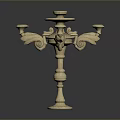 Golden Classical Candelabra With Intricate Carvings Multiple Arms And Ornate Base