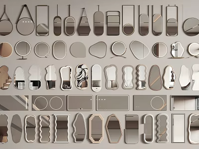 Various Shapes And Styles Of Decorative Mirrors For Home Interior Design 3d model