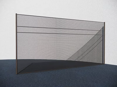 Modern Metal Fence With Grid Design And Slanted Line Structure 3d model