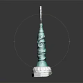 Traditional Green Pillar With Intricate Dragon Carvings And White Base