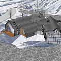 Modern Boutique Guesthouse Architecture With Unique Roof Glass Walls And Snowy Surroundings