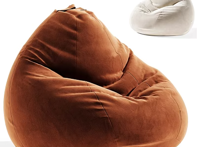 Cozy Brown and White Velvet Bean Bag Chair for Living Room Seating 3d model