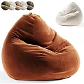 Cozy Brown and White Velvet Bean Bag Chair for Living Room Seating