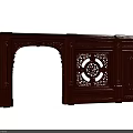 Ornate Dark Wood Wall Panel Featuring Carved Patterns And Arched Design 3d model