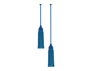 Two Blue Decorative Tassel Hangers With Long Strings And Fringe Design 3d model