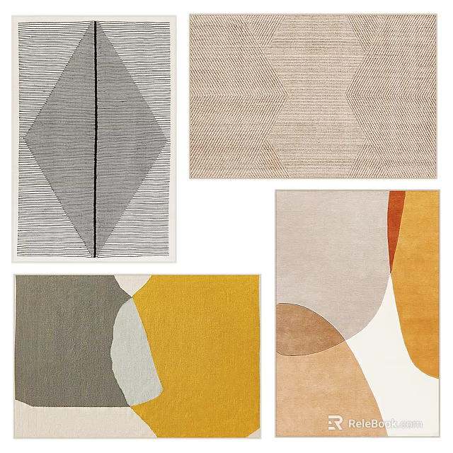 Square Rugs With Geometric Patterns And Artistic Designs 3d model