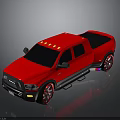 Red Pickup Truck With Black Roof Large Alloy Wheels And Shiny Exterior Design